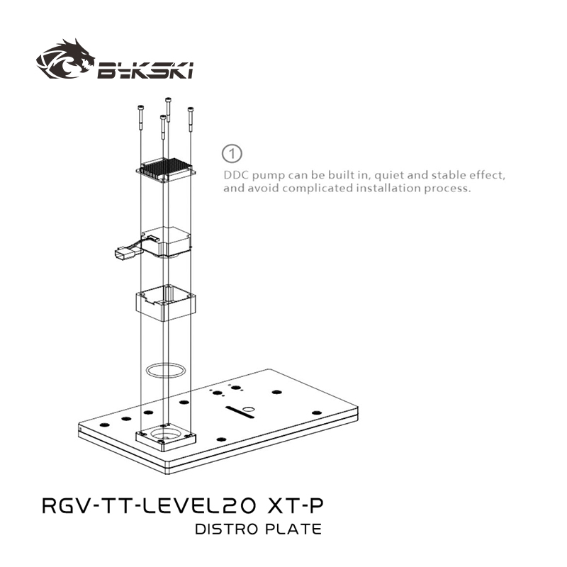Distro Plate Ddc Pump Combo - Bykski RGV-TT-LEVEL20XT-P Piastra di distribuzione in