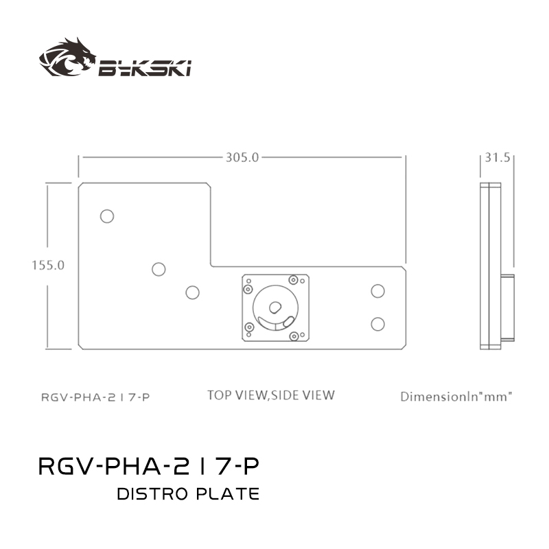 Distro Plate Ddc Pump Combo - Bykski RGV-PHA-217-P Piastra di distribuzione in